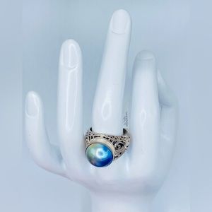 NWT Bali Legacy Mabe Blue Pearl In Sterling Silver Ring